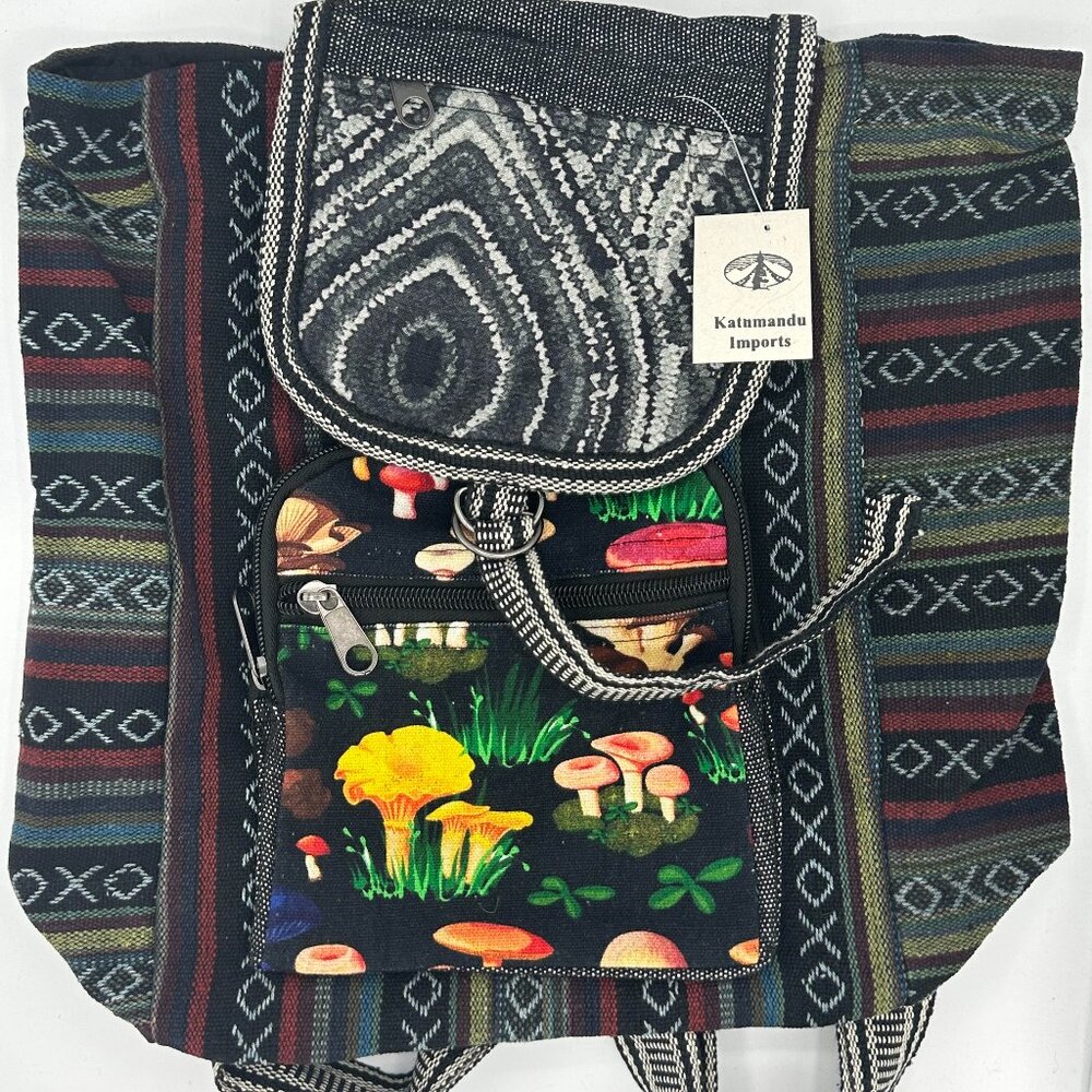 100% Cotton Mushroom Print Backpack